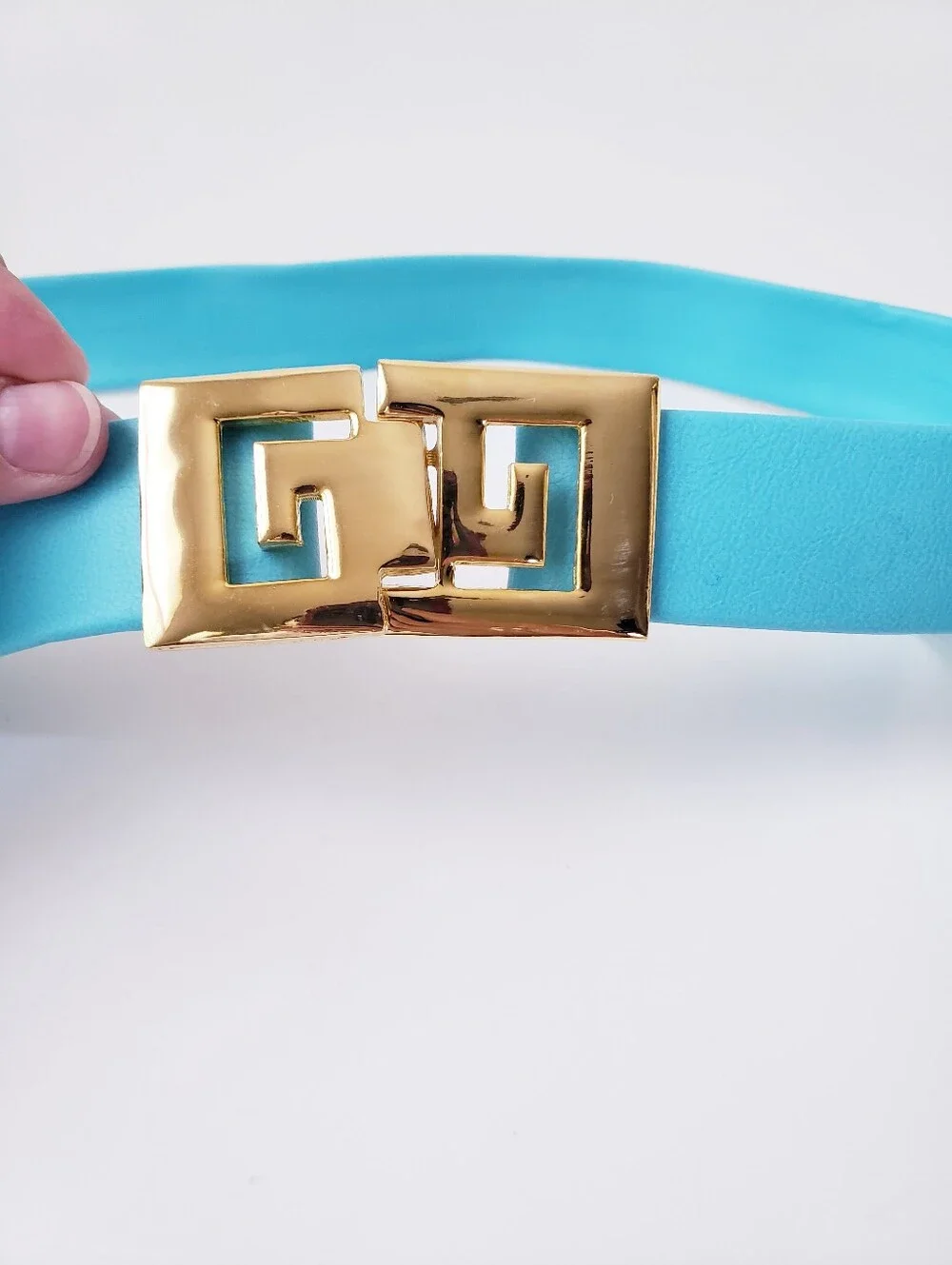 Vintage Blue Gold Adjustable Belt